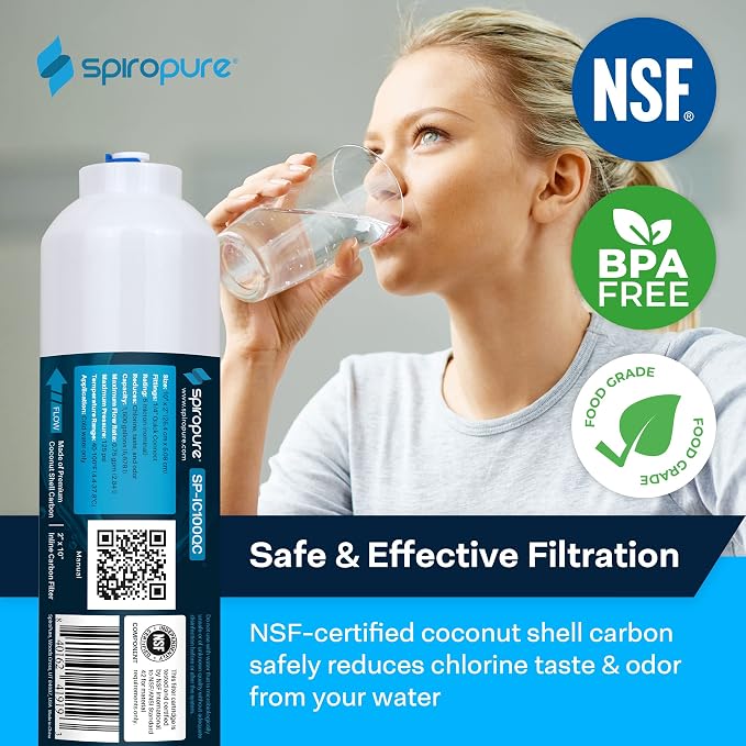 SpiroPure Inline Filter NSF Coconut Shell Granular Carbon Water Filter - Image 2