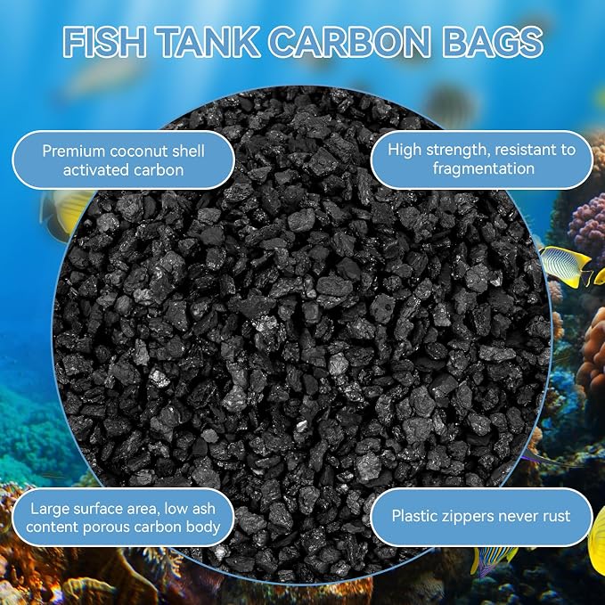6 Pack Aquarium Activated Carbon Bags, Chemical Aquarium Filter Media, - Image 6