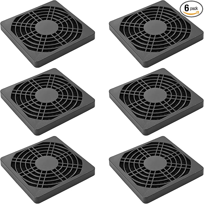6PCS 80mm Black Square Plastic Cooling Fan Filter Cover Dust-Proof Mesh Screen by AUXBC
