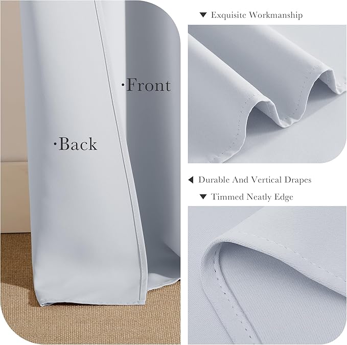 PONY DANCE White Curtains for Small Window Energy Efficiency Room Darkening Curtains for Kids Nursery/Dining Room/Bathroom, W 34 x L 36 inch per Panel, Grayish White, 2 Panels