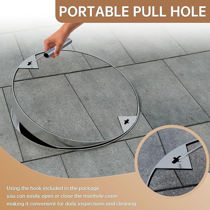 24 inch Stainless Steel Round Invisible Manhole Cover | Embedded Septic Tank - Image 5