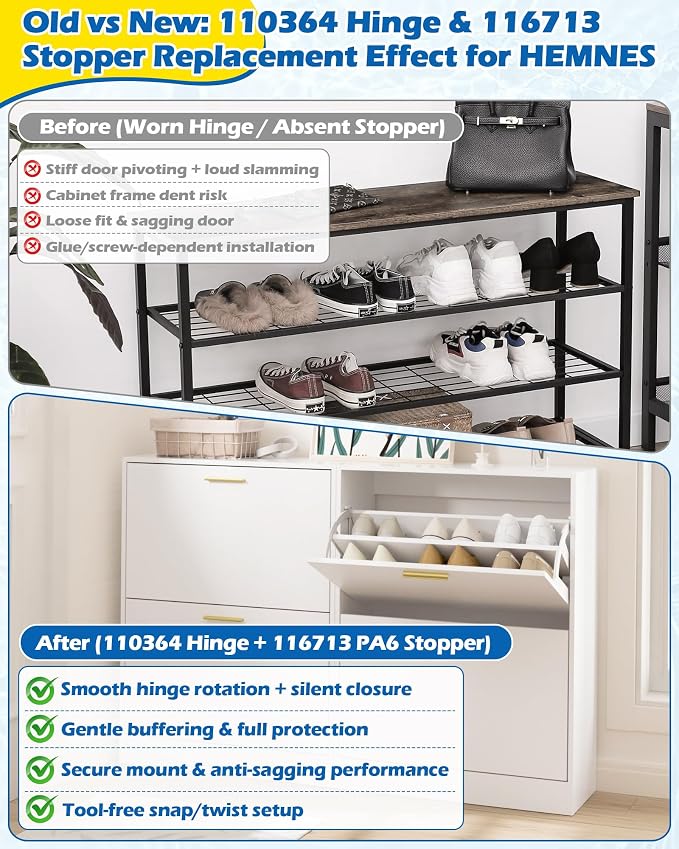 IWIWE 110364 Shoe Cabinet Hinge & 116713 Shoe Cabinet Stopper Compatible - Image 8