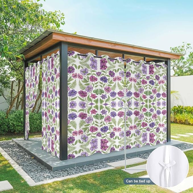 Flowers Outdoor Curtains for Patio Summer Floral Pastoral Farmhouse Plant - Image 7
