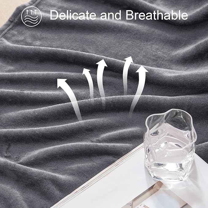 Exclusivo Mezcla Fleece Blanket Twin Size for Bed, Super Soft and Warm, All Season, Cozy, Plush, Lightweight, 60x80 Inches Dark Grey