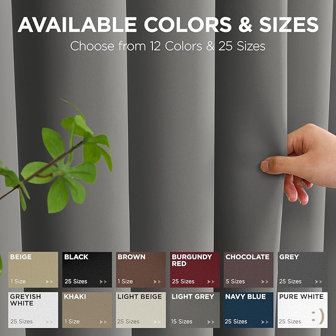 Joydeco Blackout Patio Sliding Door Curtains 108 Inches Long, Grommet Privacy Room Divider Curtains, Extra Wide Thermal Blackout Drapes for Bedroom Living Room (Light Grey, 70Wx108L, 1 Panel)
