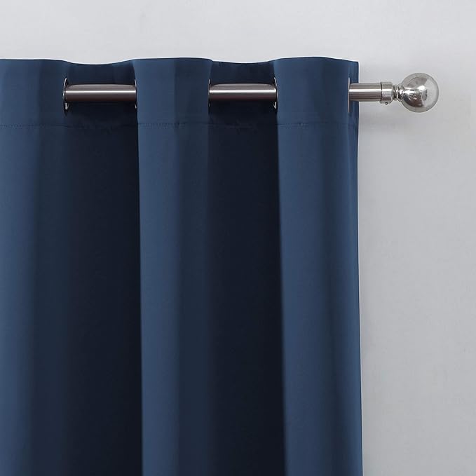 LEMOMO Navy Thermal Blackout Curtains/38 x 84 Inch/Set of 2 Panels Room Darkening Curtains for Bedroom