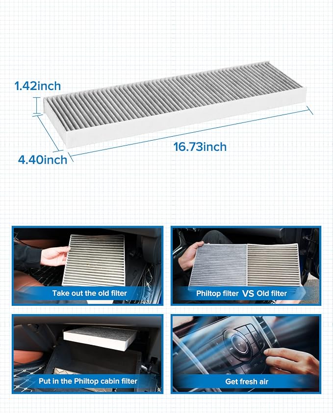 PHILTOP HEPA Cabin Air Filter w/Activated Carbon, Compatible - Image 7