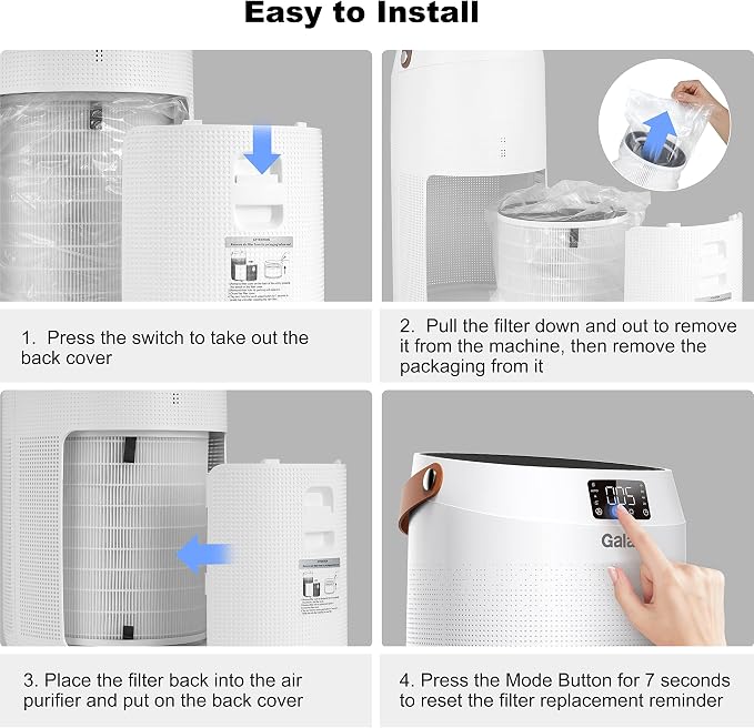 Galanz Pro Air Purifier, Smart WiFi, Auto Air Quality Monitor, 3-Stage H13 HEPA - Image 10