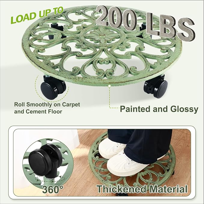 3 Packs 14 Inch Rolling Plant Stand - Image 6