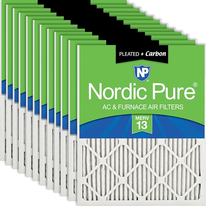 Nordic Pure 14x25x1 Pleated Air Filters MERV 13 Plus Carbon 12 Pack by NordicPure