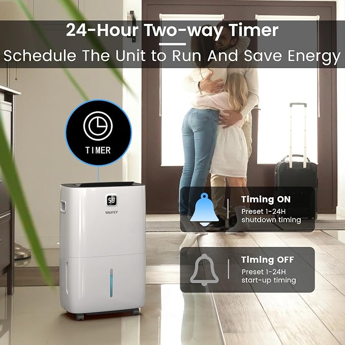 Yaufey 150 Pints Dehumidifier for Home, Basement and Large Room up to 7000 Sq. - Image 6