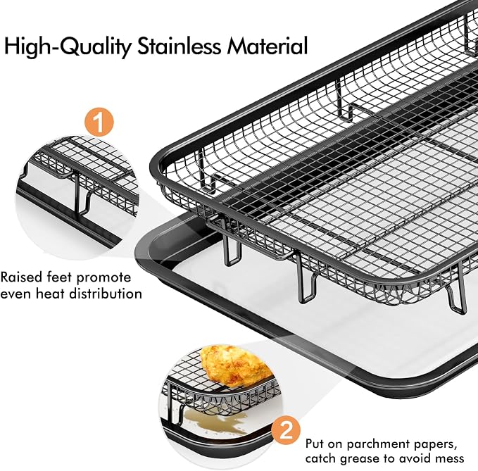 Air Fryer Basket for Oven, 2 Set Air Fryer Basket and Tray Set - Image 4