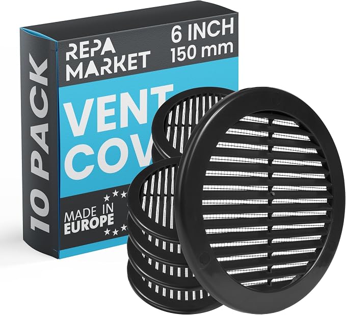 Repa Market 6 Inch Black Round Air Vent Cover by RepaMarket