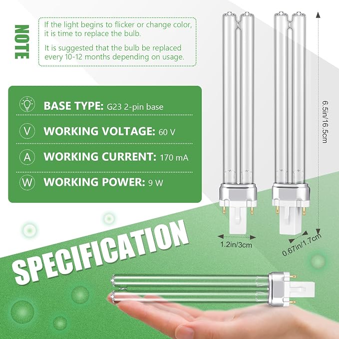 UV UV-C Light Bulbs 9W G23 Base Replacement Bulb - Image 2