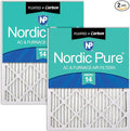 Nordic Pure 25x25x1 Pleated MERV 14 Plus Carbon Air Filters 2 Pack | Actual by NordicPure