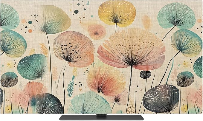 Colorful Dandelion Abstract Flower Indoor TV Cover, Elastic TV Screen Protector by Unknown