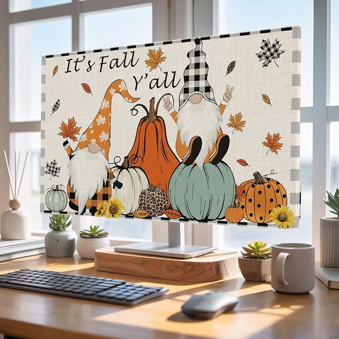 Thanksgiving Gnome Pumpkin Indoor TV Cover, Elastic TV Screen Protector Fall - Image 4