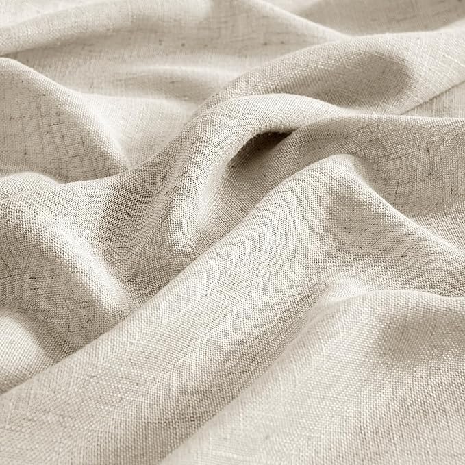 MIULEE Cream Linen Curtains 63 Inch Length 2 Panels for Bedroom Living Room, Soft Linen Textured Window Drapes Semi Sheer Light Filtering Back Tab Rod Pocket Farmhouse Modern Burlap Look Decor
