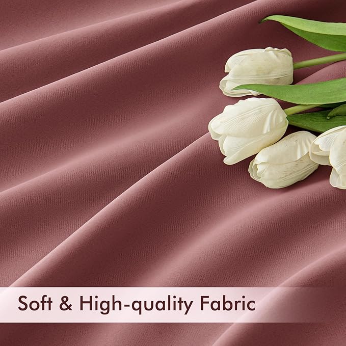 MIULEE Dusty Rose Back Tab Blackout Curtains 120 Inch Long 2 Panels Set for Bedroom, Rod Pocket/Pinch Pleated Extra Long Thermal Insulated Living Room Darkening Light Blocking 10FT Drapes