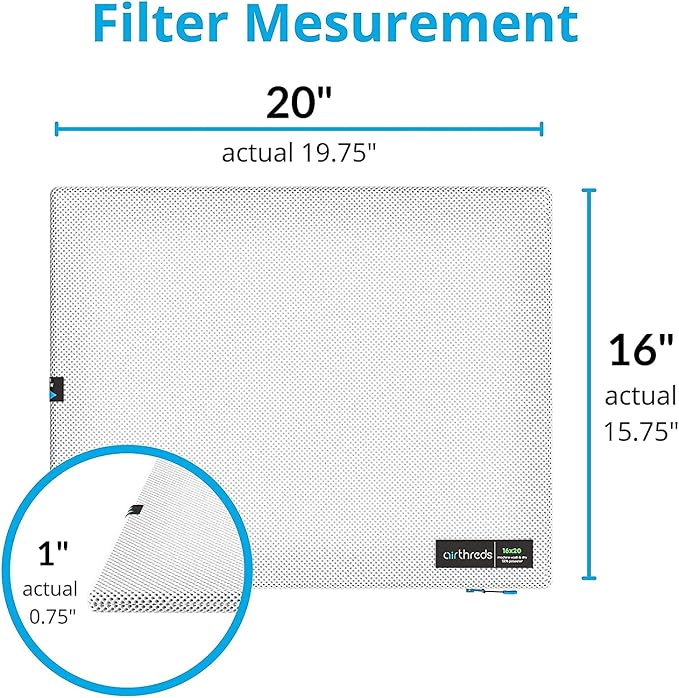 AirThreds 16x20x1 Air Filter for AC HVAC Furnace, Machine Washable & Dryer - Image 3