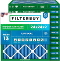 Filterbuy 24x24x2 Air Filter MERV 13 Optimal Smoke & Allergy Defense, by Filterbuy