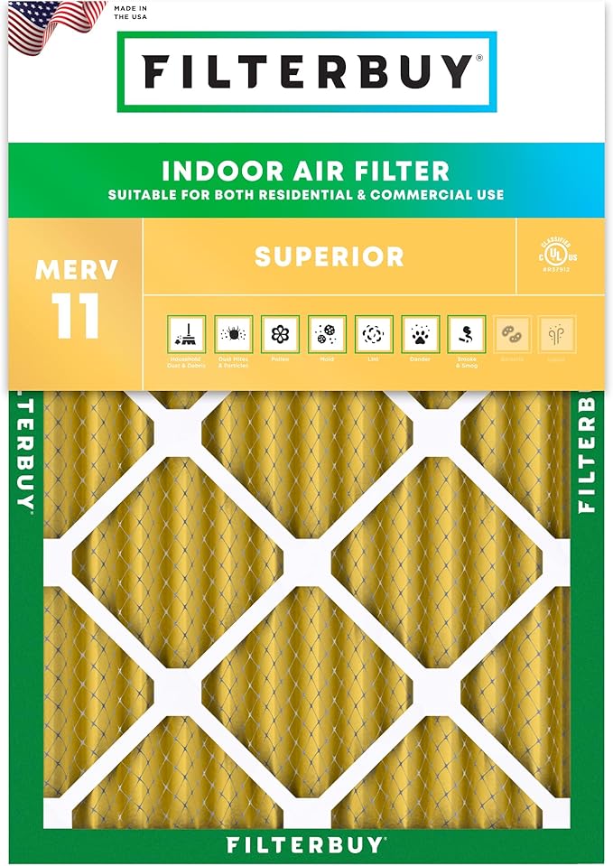 Filterbuy 12x15x2 Air Filter MERV 11 Superior Pet & Allergy Defense, by Filterbuy