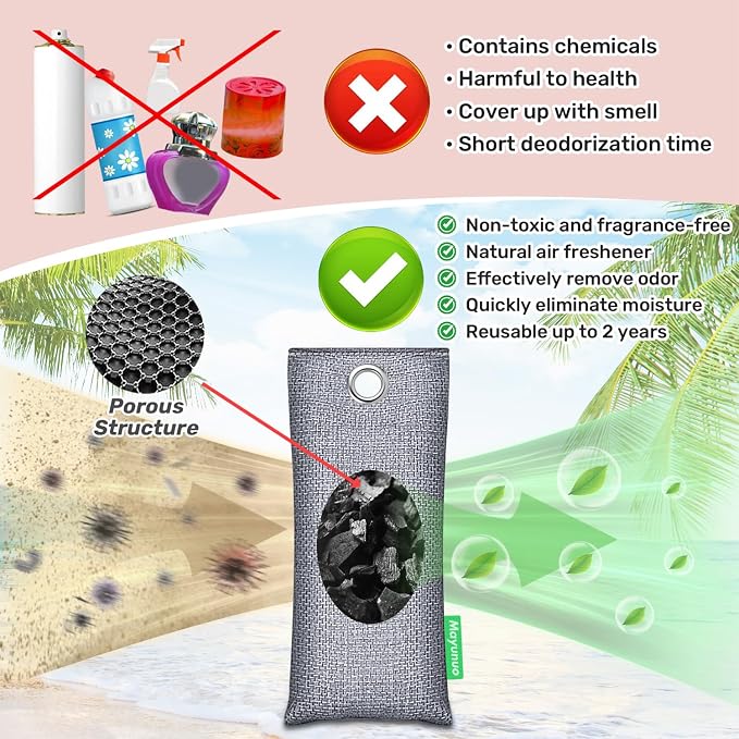 Activated Charcoal Odor Absorber, Natural Shoe Deodorizer Insert, Sneaker Odor - Image 3