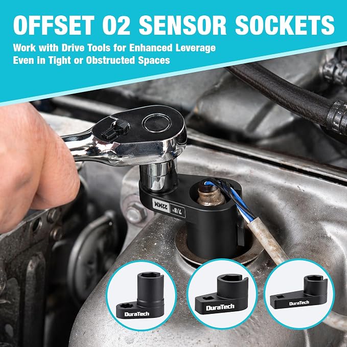 DuraTech 12-Piece Oxygen Sensor Socket Set, O2 Sensor Removal Tool Kit - Image 5