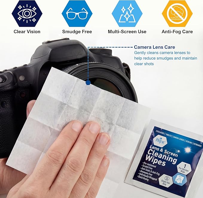 MED PRIDE Anti-Fog Lens & Screen Cleaning Wipes, Premoistened, Scratch-Free & - Image 5