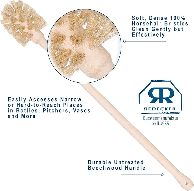 REDECKER Extra Long Bottle Brush Cleaner: Durable Horsehair and Beechwood Handle - Image 2
