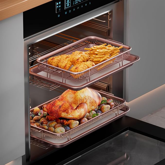 Air Fryer Basket for Oven, 2 Set Air Fryer Basket and Tray Set - Image 5
