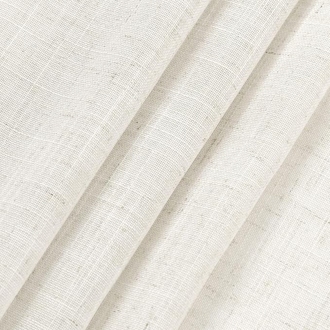 Nanspring Cream Linen Curtains 71 Inches Long for Bedroom Back Tab Light Filtering Privacy Sheer Curtains Modern Farmhouse Coastal Decor Cotton Textured Gauze Curtain for Bathroom 2 Panel Set 52x71