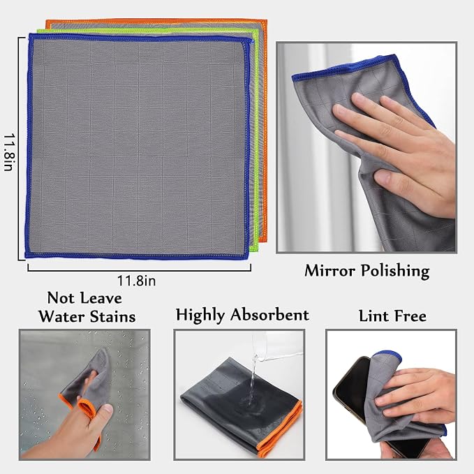 XANGNIER Microfiber Glass Cleaning Cloths, 3 Pack Streak Free Miracle Cleaning - Image 6