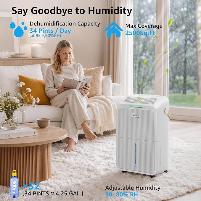 KNKA 2500 Sq.Ft Dehumidifier for Basement - Image 2