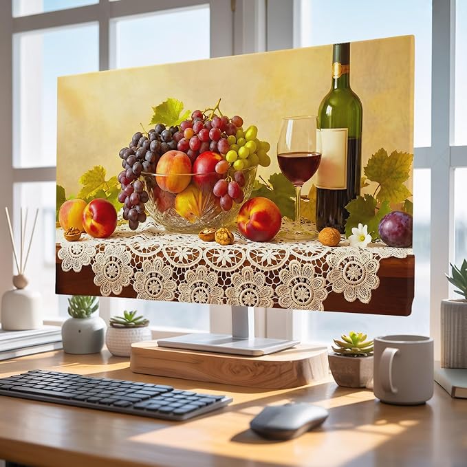 Rustic Grape Peach Apples Wine Indoor TV Cover, Elastic TV Screen Protector - Image 4