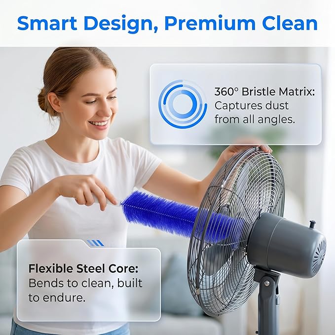 Bendable Microfiber Head, 2026 Upgraded Fan Cleaner Brush Reusable Dust Remover - Image 6