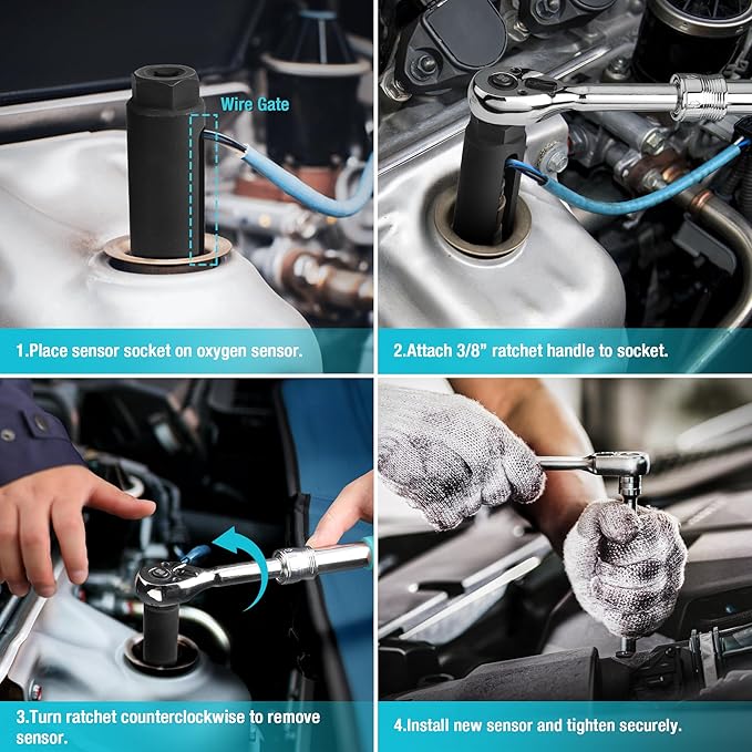 DURATECH O2 Oxygen Sensor Socket 3/8" Drive x 7/8", Oxygen Sensor Remover Tool - Image 4
