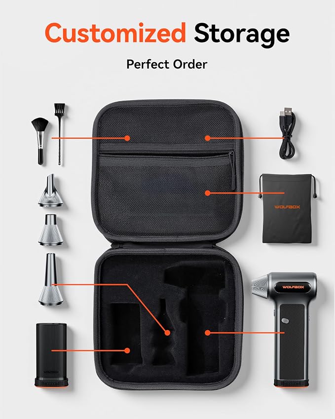 WOLFBOX Hard Carrying Case for MF200 Electric Air Duster, Shockproof Travel - Image 2