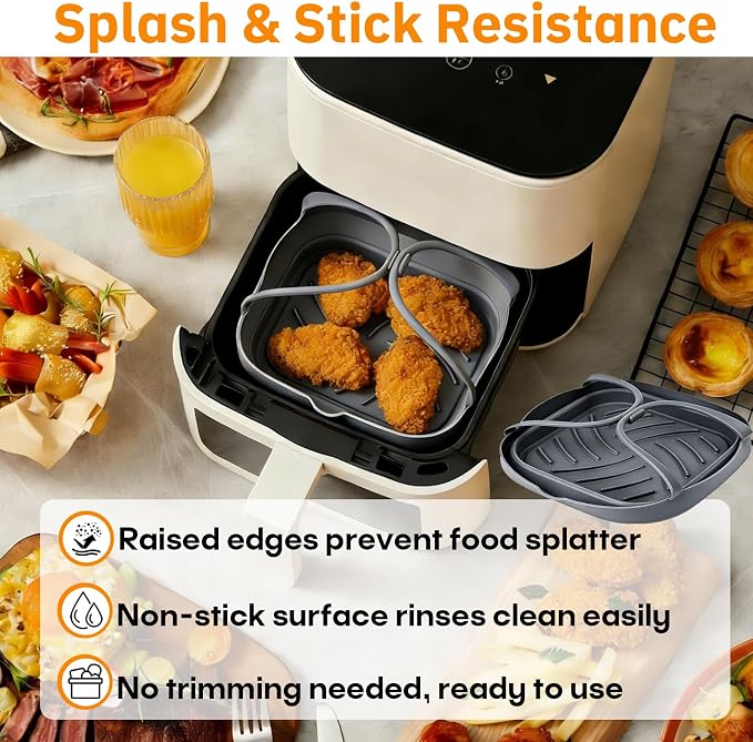 2-Pack Universal Silicone Air Fryer Basket Liners Compatible - Image 4
