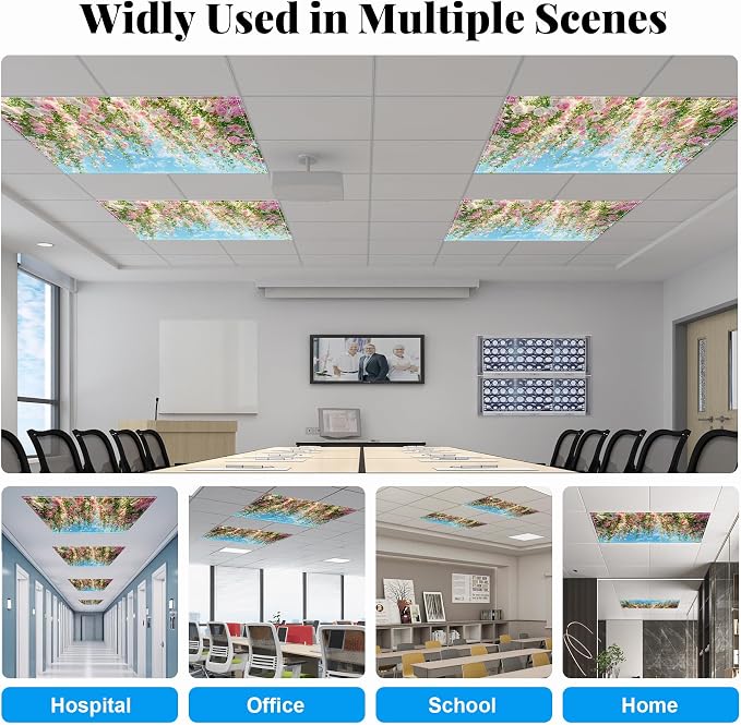 Fluorescent Light Covers-2 Pack 4 x 2 Feet Magnetic Ceiling Light Cover Room - Image 3