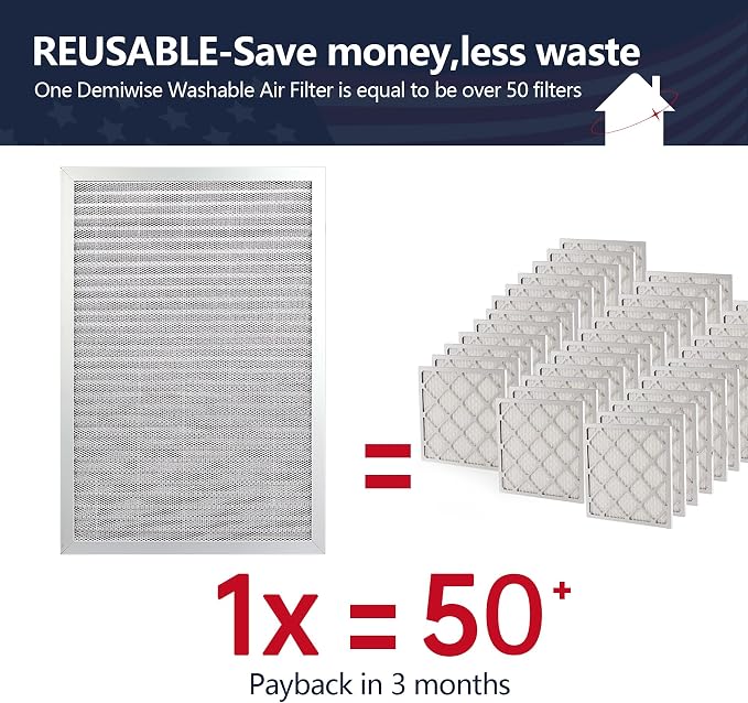 14x20x1 Electrostatic Air Filter, 8 Stage Washable Aluminum AC/HVAC Furnace - Image 2