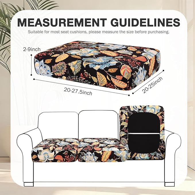 hyha 12Pcs Patio Cushion Covers, Stretch Outdoor Couch Cushion Covers Replacement, Washable Outdoor Chair/Sofa Slipcovers for Patio Furniture Cushions Protector with Elastic Bottom(Floral,Cover Only)