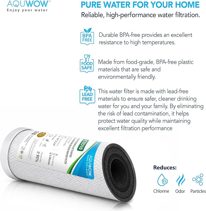 CTO10 5 Micron 2.5" x 10" Carbon Block Water Filter Set – Replacement Cartridges - Image 5