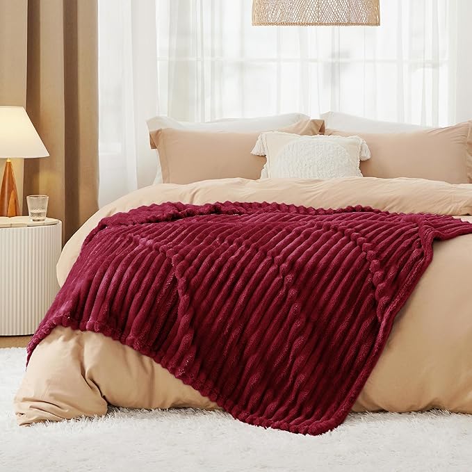 Bedsure GentleSoft Red Fleece Blanket for Couch - Cozy Soft Blankets for Women, Cute Small Throws for Girls, 60x80 Inches