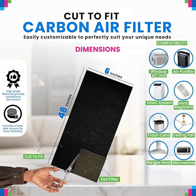 Cut to Fit Activated Carbon Filter Sheet 6” x 48” - Image 3