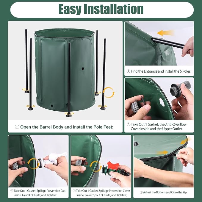 THUNDERBAY 60 Gallon Collapsible Rain Barrel, Portable Rain Barrels to Collect - Image 5