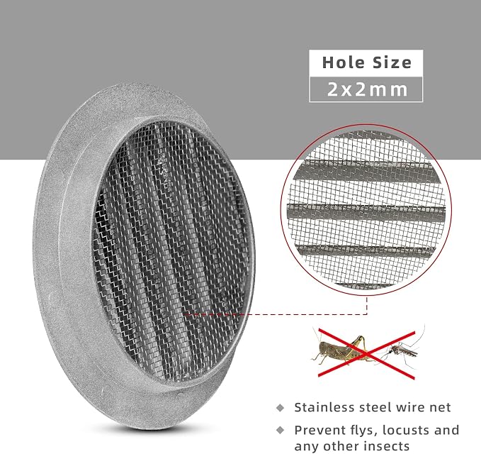 FRESH SPEED 6 inch Grey Round Metal Air Vent - Image 3