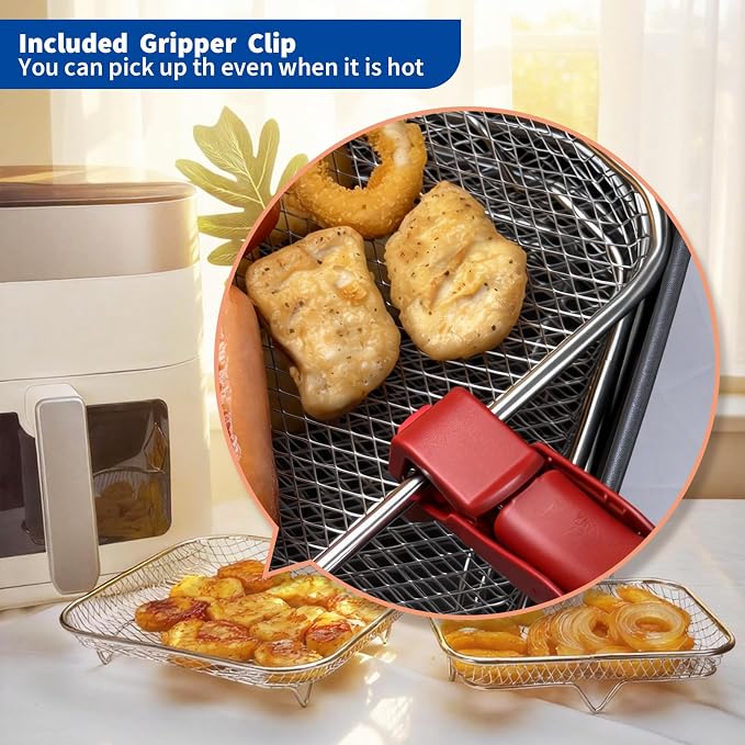 7.68inch Rectangle Air Fryer Rack, Stainless Steel, Deep Dehydrator Racks - Image 7