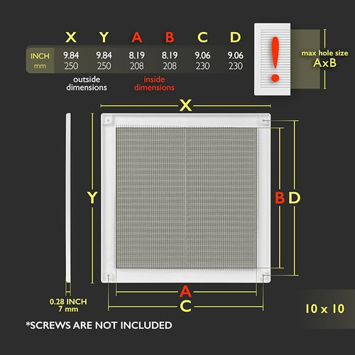 10 x 10 Inch White Air Vent Cover – Plastic Square Air Vent Grill Cover - Image 2