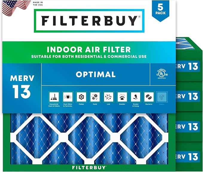 Filterbuy 20x20x4 Air Filter MERV 13 Optimal Smoke & Allergy Defense, by Filterbuy